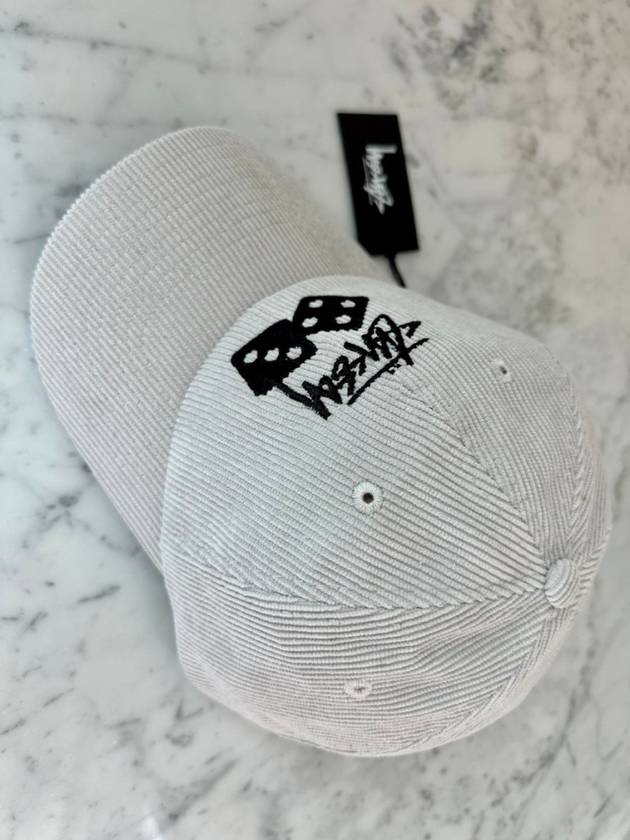 Two Dice Corduroy Low Pro Ball Cap White Sand - STUSSY - BALAAN 3