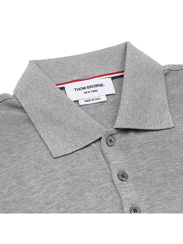 Lightweight Cotton Short Sleeve Polo Shirt Grey - THOM BROWNE - BALAAN 6