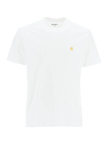 Men's Chase Mini Embroid Logo Short Sleeve T-Shirt White - CARHARTT WIP - BALAAN 1