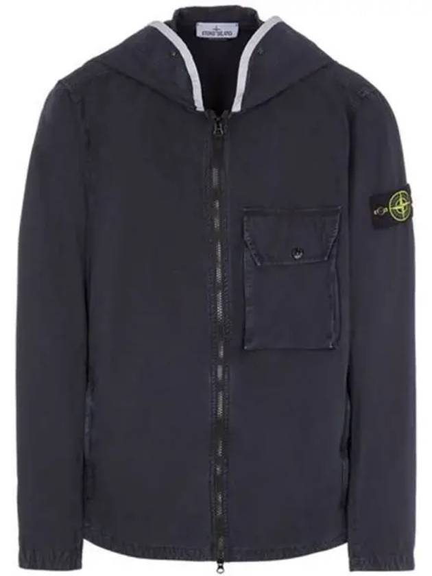 Brushed Cotton Canvas Hooded Jacket Navy - STONE ISLAND - BALAAN 2