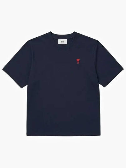 Small Heart Logo Boxy Fit Short Sleeve T-Shirt Navy - AMI - BALAAN 2