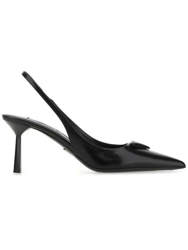 brushed leather slingback heel black - PRADA - BALAAN 1