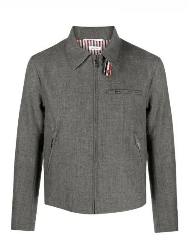 Crispy Wool Golf Zip-Up Jacket Grey - THOM BROWNE - BALAAN 2