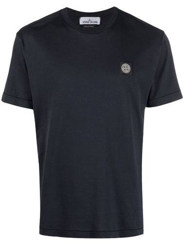 Logo Patch Short Sleeve T-Shirt Navy - STONE ISLAND - BALAAN 1