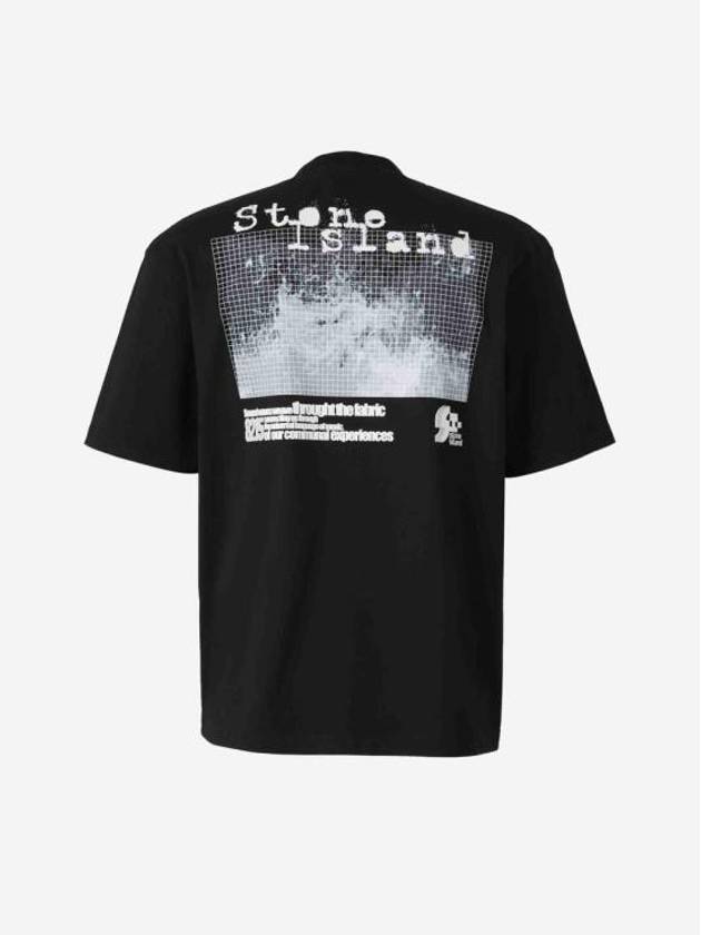 Logo Print Short Sleeve T-Shirt Black - STONE ISLAND - BALAAN 3