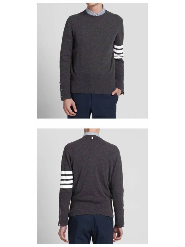 Diagonal Classic Cashmere Knit Top Dark Grey - THOM BROWNE - BALAAN 7