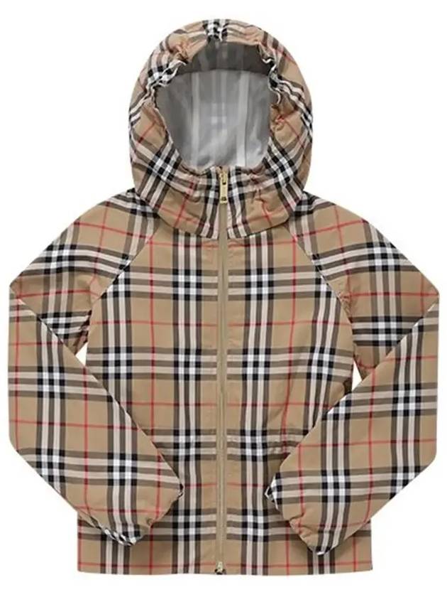 Kids Vintage Check Cotton Hooded Jacket Beige - BURBERRY - BALAAN 5