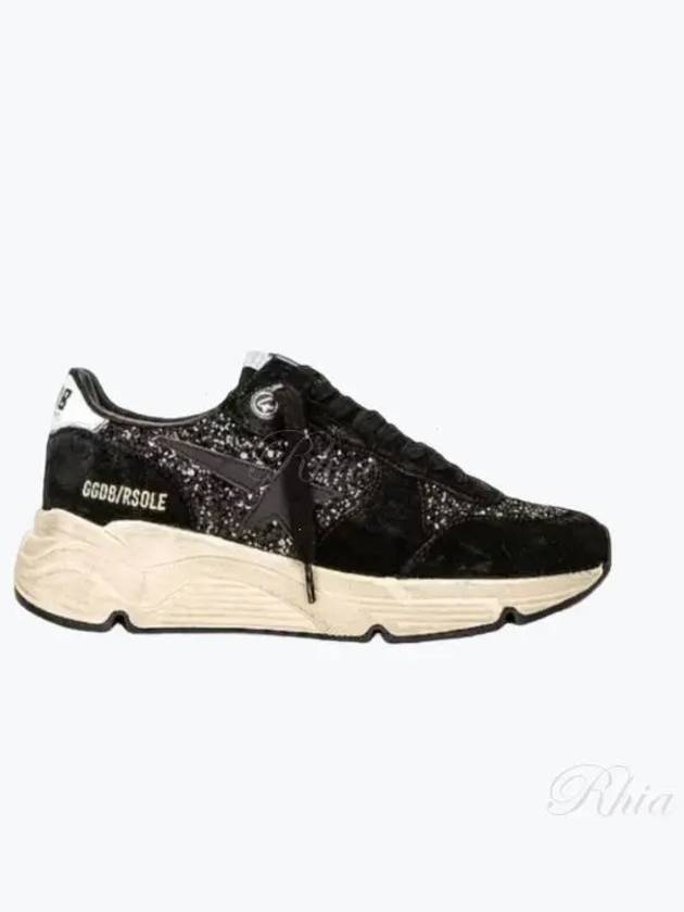 Women's Running Sole Glitter Leather Low Top Sneakers Black - GOLDEN GOOSE - BALAAN 2