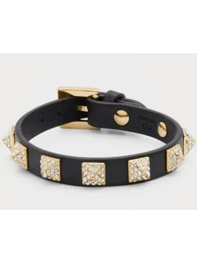 Rockstud Calf Leather Bracelet Black - VALENTINO - BALAAN 2