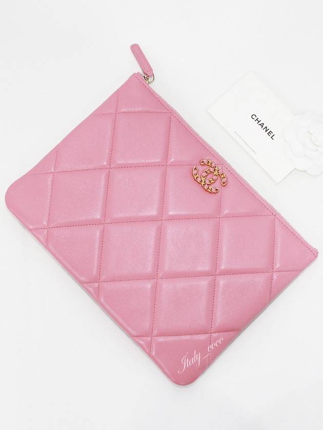 19 Lambskin Medium Clutch Bag Pink - CHANEL - BALAAN 8