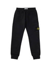 Kids Garment Dyed French Terry Track Pans Black - STONE ISLAND - BALAAN 2