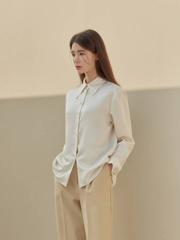 Harper Glossy Collar Blouse Ivory - ARIFF - BALAAN 1