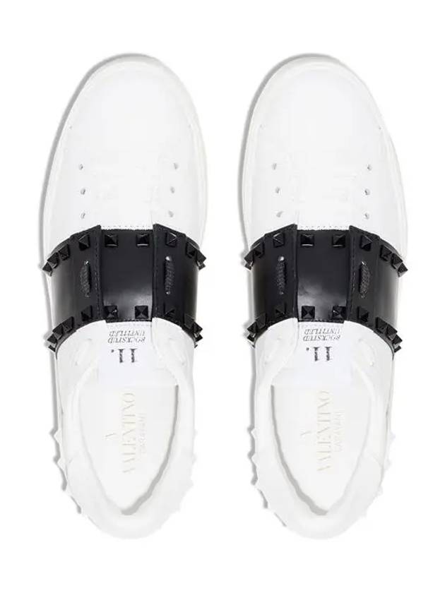 Rockstud Untitled Low Top Sneakers White Black - VALENTINO - BALAAN 4