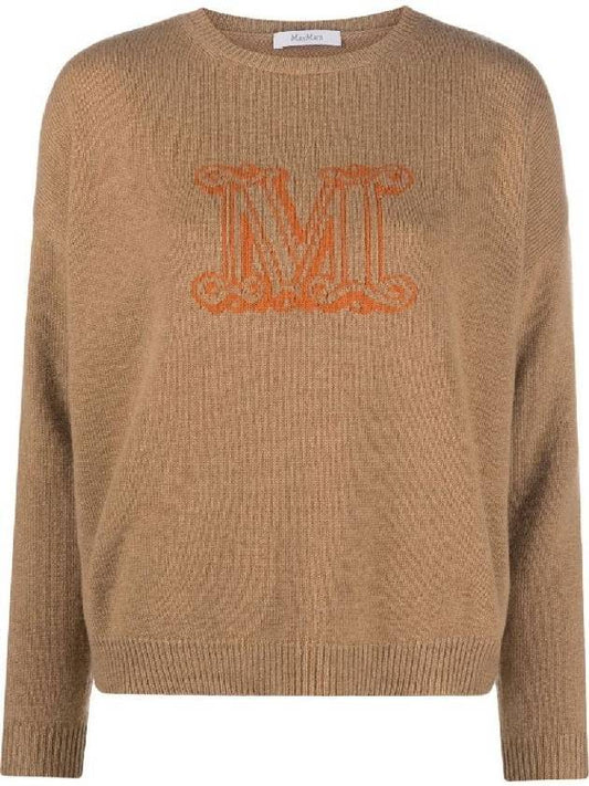 Edo Monogram Cashmere Knit Top Brown - MAX MARA - BALAAN 1