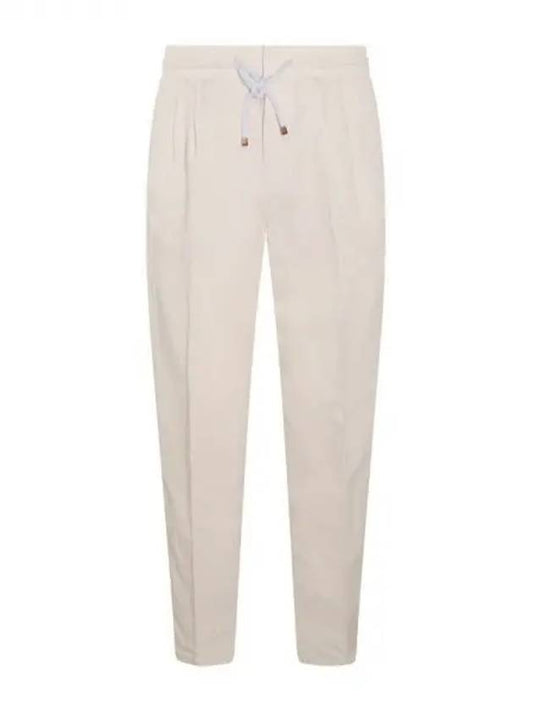 Drawstring Pleated Tapered Straight Pants White - BRUNELLO CUCINELLI - BALAAN 2