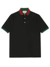 Web Web Collar Cotton Pique Polo Black 701735XJELJ1043 - GUCCI - BALAAN 2