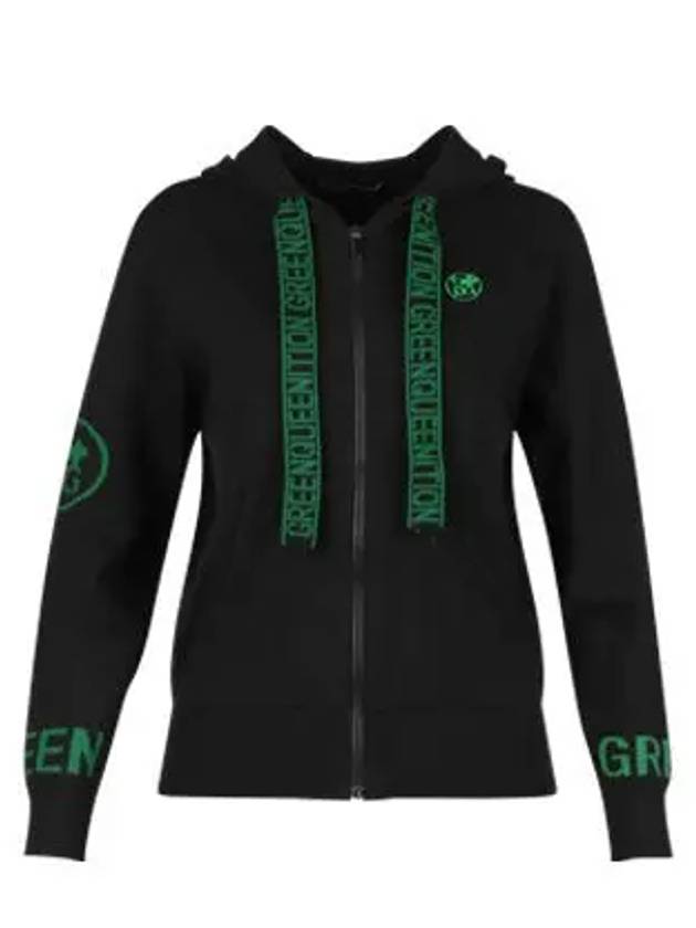 Women s Lettering Zip up Hooded Knit Cardigan GQ4A704W - LUX GOLF - BALAAN 3