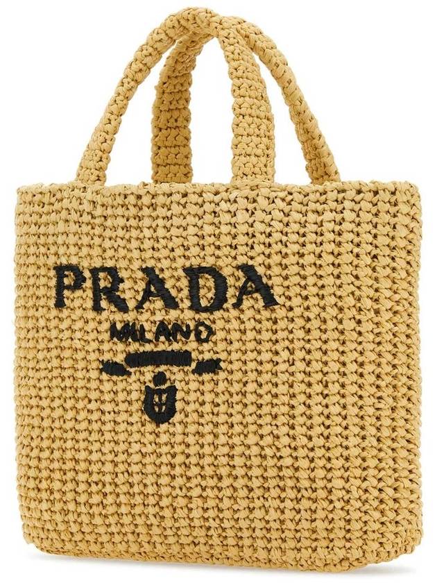 Women's Small Synthetic Raffia Tote Bag Natural - PRADA - BALAAN 3