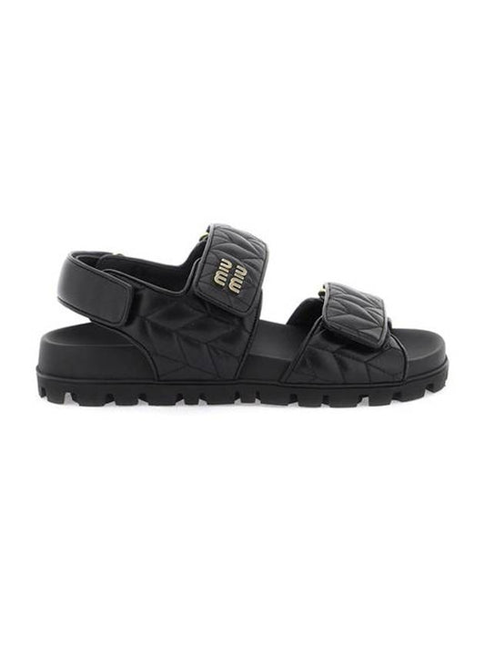 Sporty Matelasse Nappa Leather Sandals Black - MIU MIU - BALAAN 1