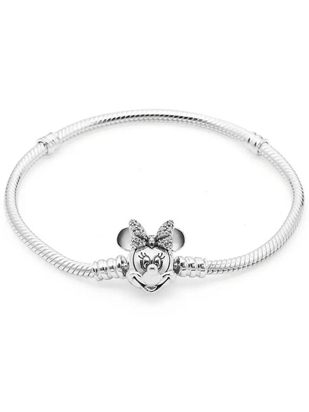 Disney Moments Pave Minnie Mouse Clasp Snake Chain Bracelet Sterling Silver - PANDORA - BALAAN 4