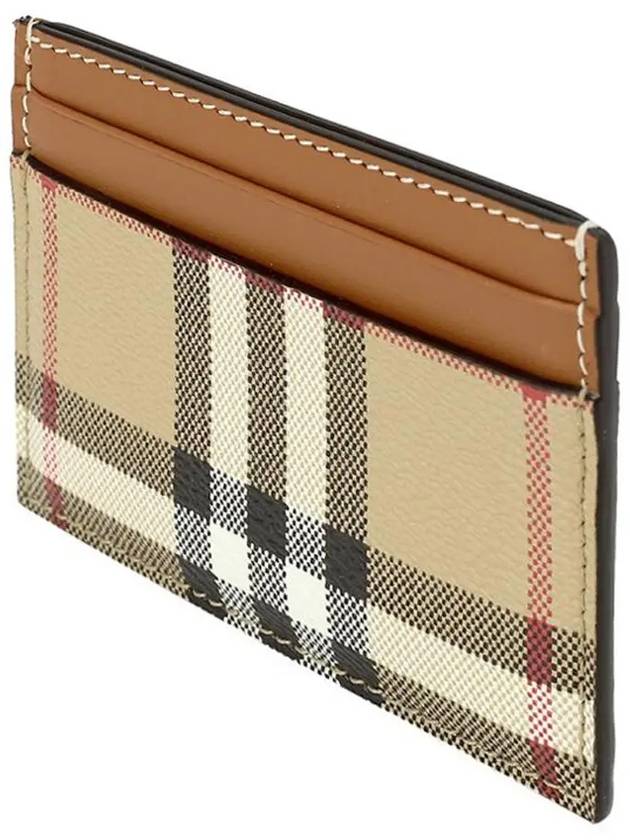 Check Print Leather Card Holder Beige - BURBERRY - BALAAN 4