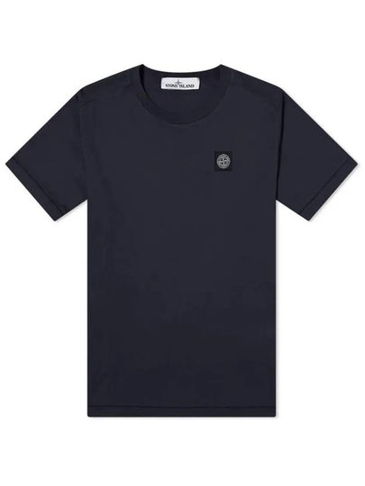 Men's Garment Dying Embroidered Logo Patch Short Sleeve T-Shirt Dark Navy - STONE ISLAND - BALAAN 2