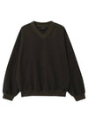 V-Neck Oversized Sweatshirt Khaki Brown - THEN OUR - BALAAN 1