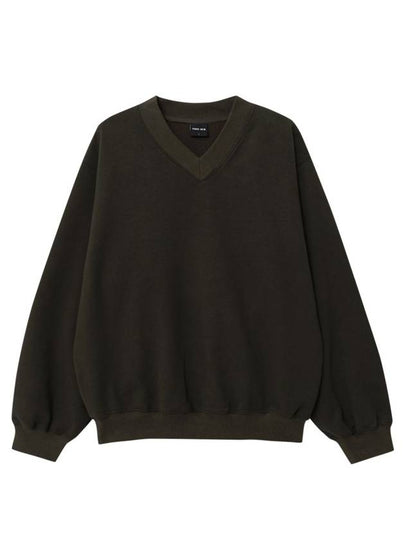 V-neck oversized sweatshirt khaki brown - THEN OUR - BALAAN 2