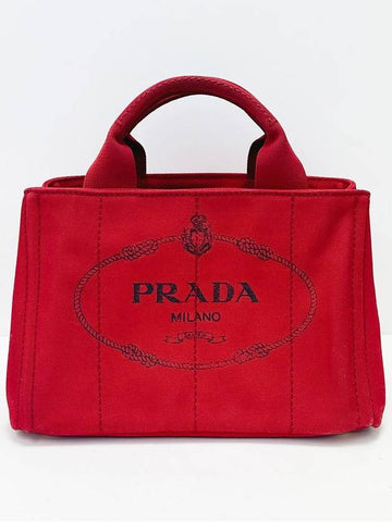 Red Canapa Canvas Tote Bag 4VPRB23148 - PRADA - BALAAN 1