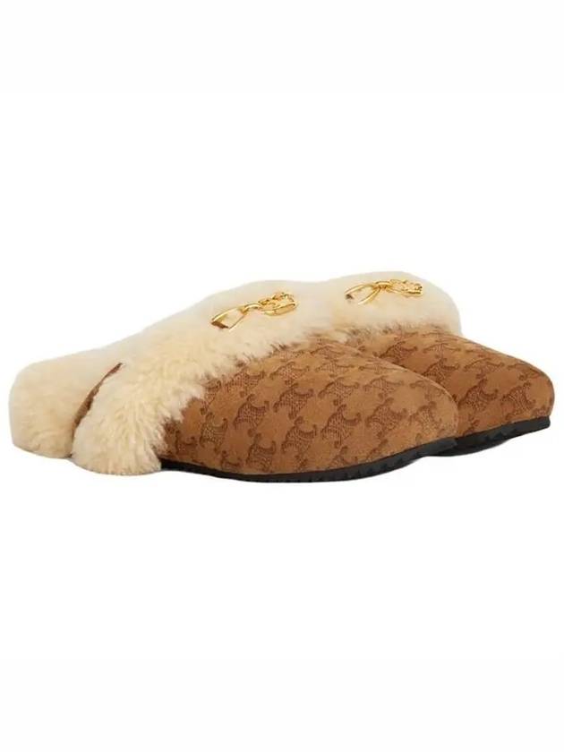 Triomphe Shearling Fur Slippers - CELINE - BALAAN.