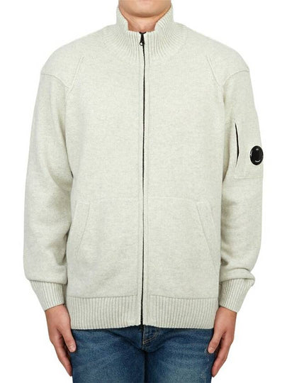 Lambswool GRS Zipped Cardigan Grey - CP COMPANY - BALAAN 2