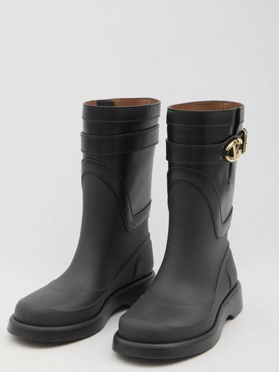 V Logo Bold Edition Middle Boots Black - VALENTINO - BALAAN 2