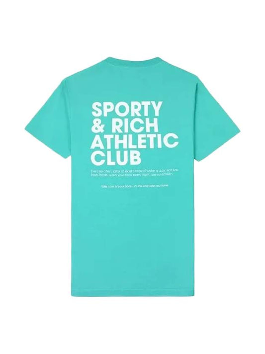 Slogan Print Cotton Short Sleeve T-Shirt Green - SPORTY & RICH - BALAAN 1