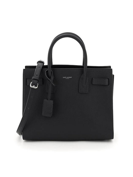 Sac De Jour Baby Grain Leather Tote Bag Black - SAINT LAURENT - BALAAN 1