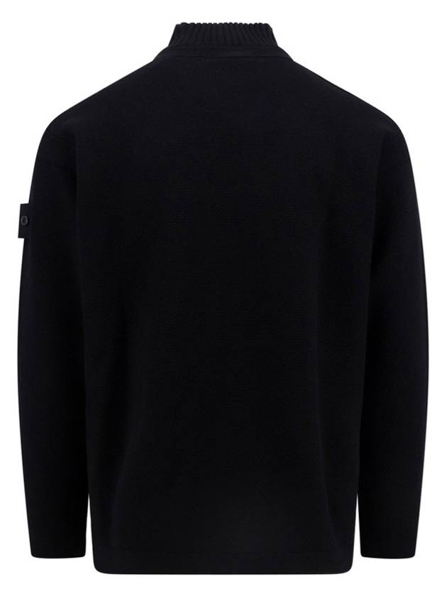 Ghost Piece Mock Neck Virgin Wool Knit Top Black - STONE ISLAND - BALAAN 3