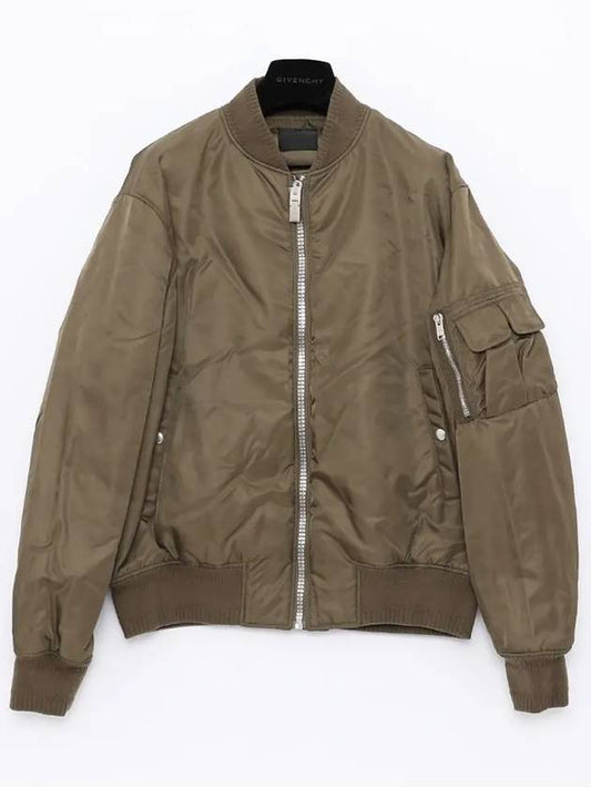 Khaki Nylon Bomber Jacket Green - GIVENCHY - BALAAN 2