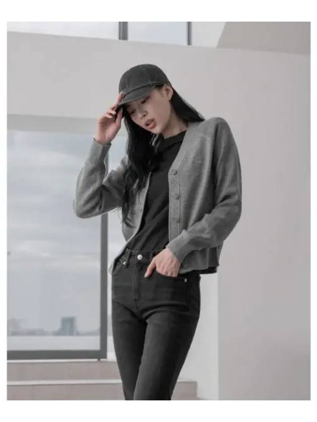 Jeans V-Neck Rib Knit Cardigan Grey Heather - CALVIN KLEIN - BALAAN 2