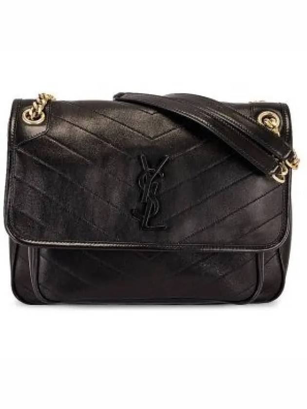 Nikki Medium Leather Shoulder Bag Black - SAINT LAURENT - BALAAN 2