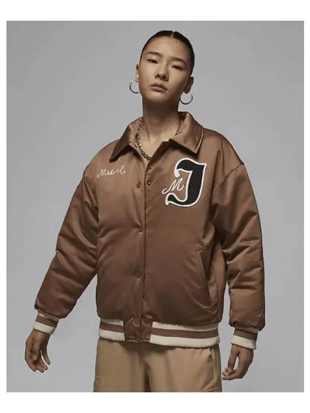 Jordan Women s Varsity Jacket Akio Brown Legend Light FV7138 223 720007 - NIKE - BALAAN 1