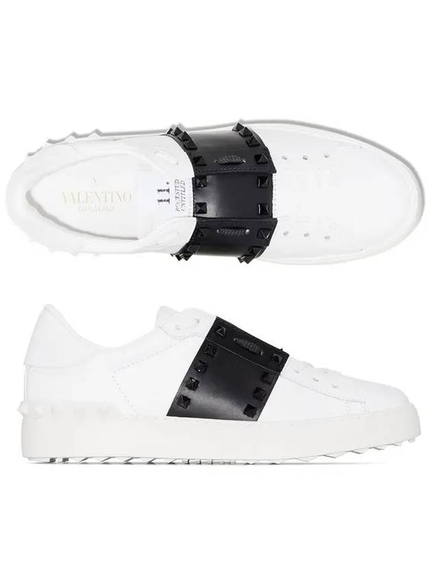 Rockstud Untitled Low Top Sneakers White Black - VALENTINO - BALAAN 3