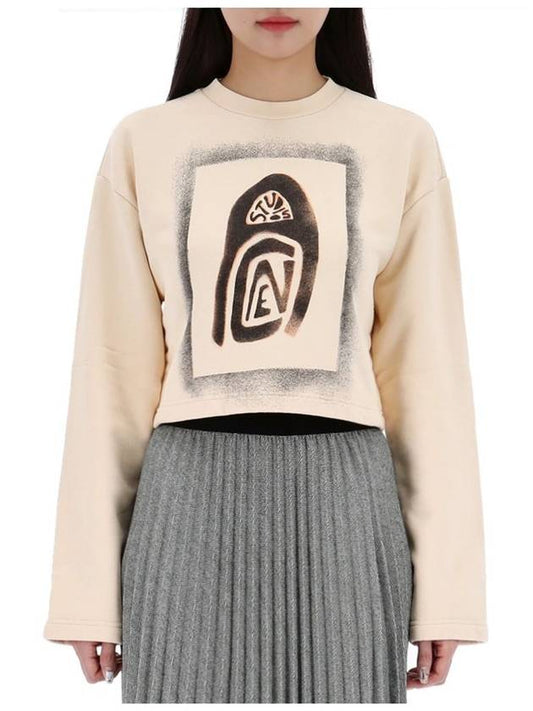 Logo Print Crop Oversized Fit Sweatshirt Beige - ACNE STUDIOS - BALAAN 2