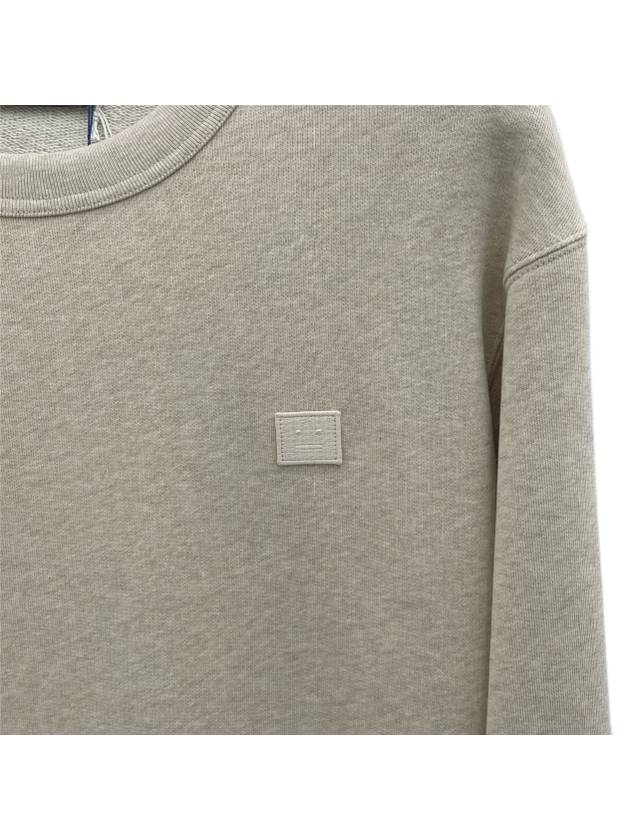 Face Patch Crew Neck Sweatshirt Oatmeal Melange - ACNE STUDIOS - BALAAN 5