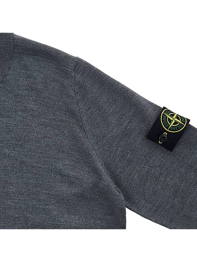 Logo Patch Round Neck Knit Top Grey - STONE ISLAND - BALAAN 5