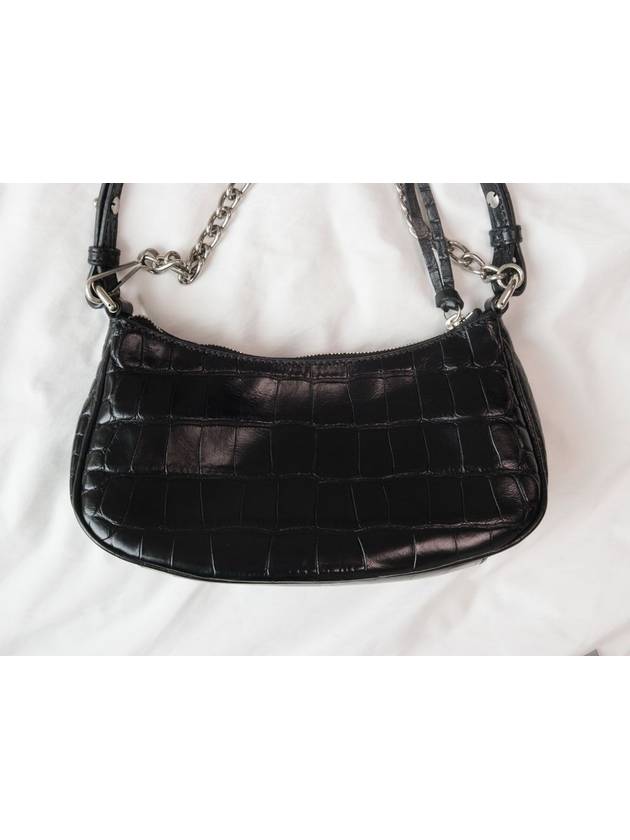 Le Cagol Mini Silver Chain Crocodile Shoulder Bag Black - BALENCIAGA - BALAAN 6