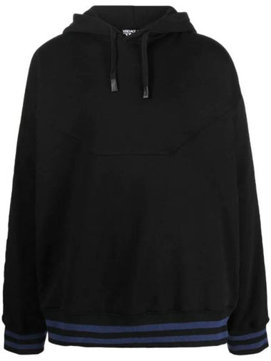 Men's Logo Patch Line Hoodie Black - VERSACE - BALAAN 1