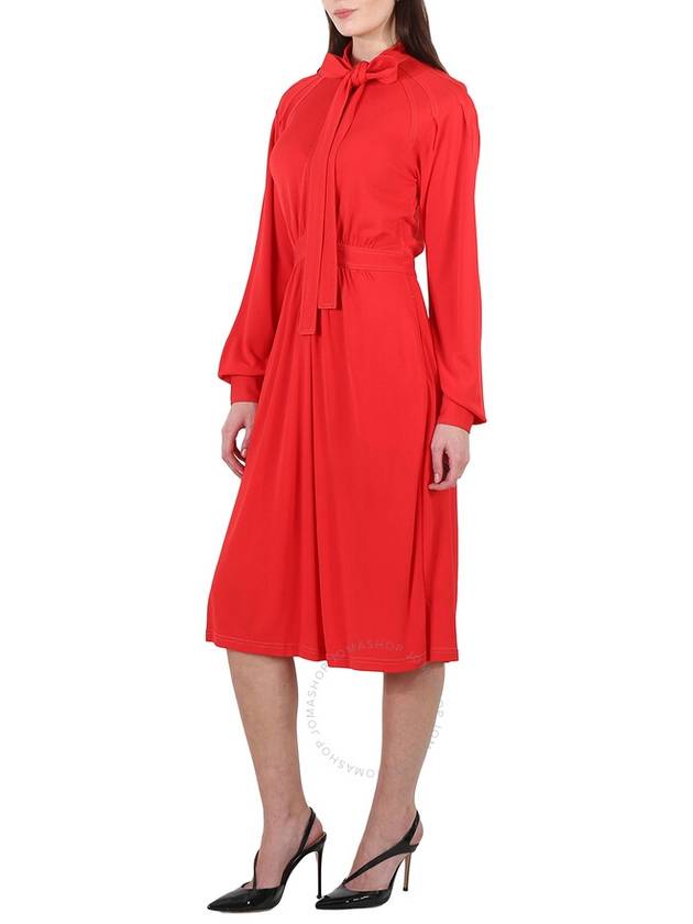 Women's Jersey Tie Neck Midi Dress Red - BURBERRY - BALAAN 4