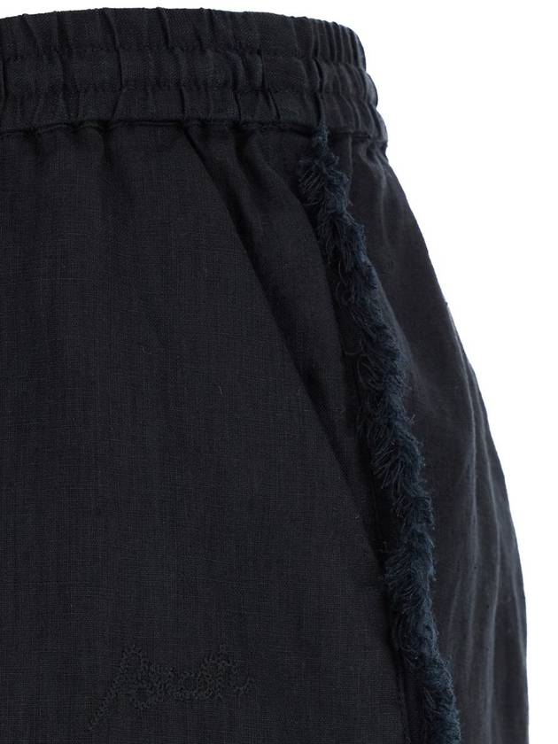 Black Shorts With Drawstring And Fringed Hem In Linen Woman - P.A.R.O.S.H. - BALAAN 3