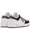 District Triangle Logo Leather Low Top Sneakers White Black - PRADA - BALAAN 5