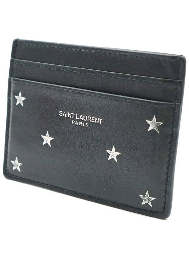 Saint Laurent 375946 Black Smooth Leather Star Logo Card Wallet - SAINT LAURENT - BALAAN 3