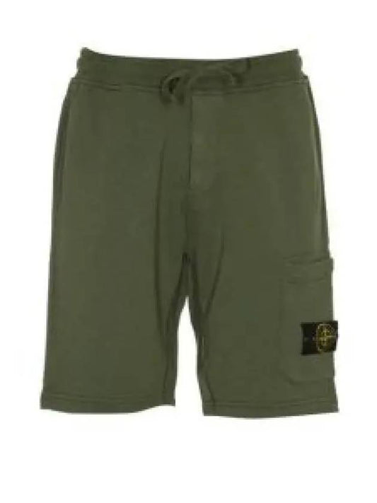 Cotton Fleece Cargo Bermuda Shorts Musk Green - STONE ISLAND - BALAAN 2